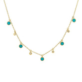 0.04ct Diamond & 0.75ct Composite Turqoise 14k Yellow Gold Necklace